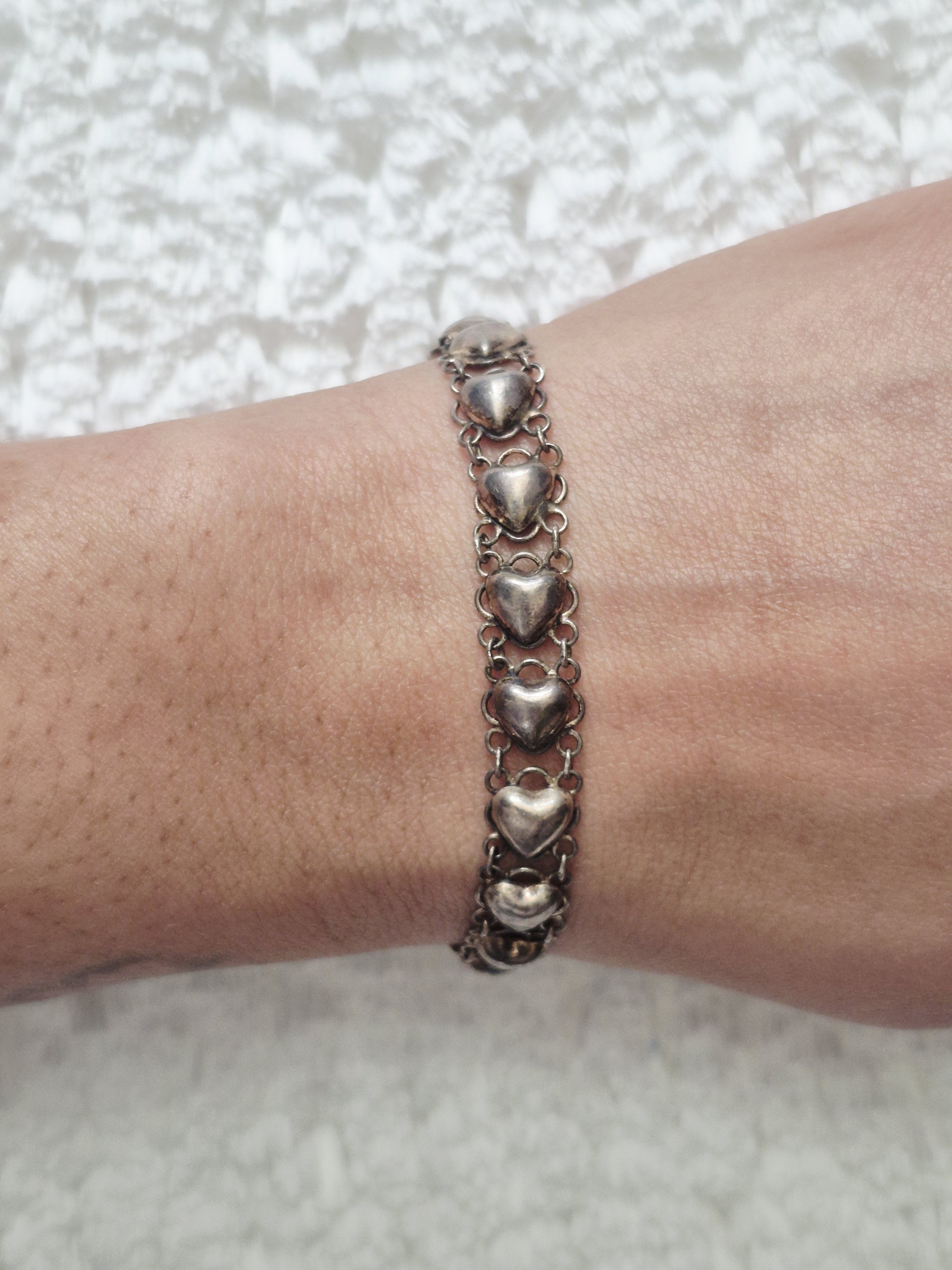 Vintage Sterling Silver Heart Link Bracelet